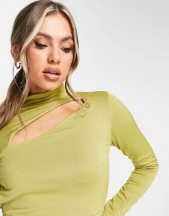 Hot Sale 😀 Public Desire Double Layered Slinky Backless Mini 👗 Dress In Palm Green For Women 👏 -Outlet Women's Public Desire Store unnamed file 1022