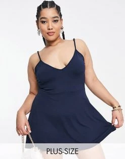 Cheap ✔️ Public Desire Curve Double Layered Slinky Low Back Skater 👗 Dress In Navy For Women 🧨 -Outlet Women's Public Desire Store unnamed file 1059