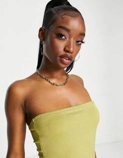 Best reviews of ⭐ Public Desire Double Layered Strapless Slinky Thigh Split Mini 👗 Dress In Palm Green For Women 👏 -Outlet Women's Public Desire Store unnamed file 1072