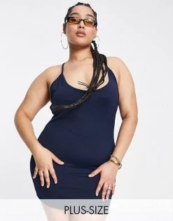 Flash Sale ๐ Public Desire Curve Double Layered Slinky Racer Back Mini ๐ Dress In Navy For Women ๐ฏ