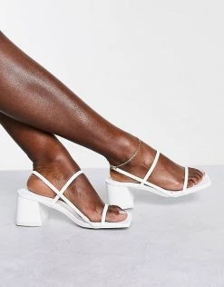 Top 10 🎁 Public Desire Just Realise Strappy Mid Heel 🩴 Sandals In White Pu For Women 🤩 -Outlet Women's Public Desire Store unnamed file 1123