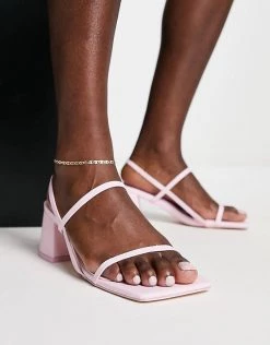 Discount 👍 Public Desire Just Realise Strappy Mid Heel 🩴 Sandals In Pink Pu For Women 🛒 -Outlet Women's Public Desire Store unnamed file 1127