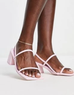 Discount 👍 Public Desire Just Realise Strappy Mid Heel 🩴 Sandals In Pink Pu For Women 🛒 -Outlet Women's Public Desire Store unnamed file 1128