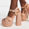 Discount 🧨 Public Desire Heart Stops Platform Heel 🩴 Sandals In Beige Pu For Women 😍 -Outlet Women's Public Desire Store unnamed file 1130