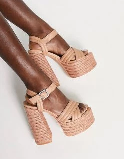 Discount 🧨 Public Desire Heart Stops Platform Heel 🩴 Sandals In Beige Pu For Women 😍 -Outlet Women's Public Desire Store unnamed file 1133