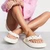 Budget 🤩 Public Desire Braidy Knot Upper Flat 🩴 Sandals In Ecru Pu For Women 🧨
