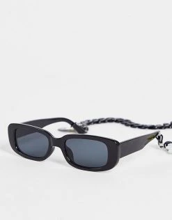 Promo ✨ Public Desire Square 👓 Sunglasses With Multi Charm Detachable Chain In Black For Unisex 🔔 -Outlet Women's Public Desire Store unnamed file 114