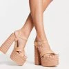Outlet ⌛ Public Desire Wide Fit Heart Stops Platform Heel 🩴 Sandals In Beige Pu For Women ✔️ -Outlet Women's Public Desire Store unnamed file 1140
