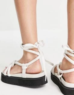 Cheapest 😍 Public Desire Wide Fit Tura Knot Upper Flat 🩴 Sandals In Taupe For Women 😍 -Outlet Women's Public Desire Store unnamed file 1152