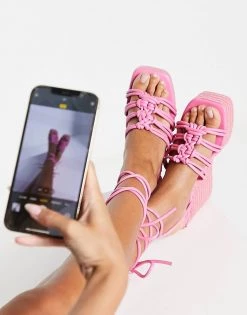 Wholesale 🎁 Public Desire Chakra Espadrille Wedge Heeled 🩴 Sandals In Pink For Women 🛒 -Outlet Women's Public Desire Store unnamed file 1162