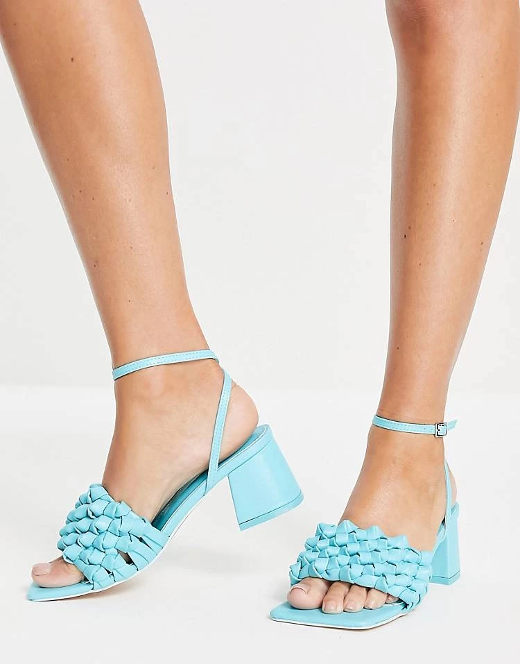 Cheapest ๐ Public Desire Got This Block Heeled ๐ฉด Sandals With Woven Detail In Blue For Women Aqua Blue ๐ 4 Cheapest ๐ Public Desire Got This Block Heeled ๐ฉด Sandals With Woven Detail In Blue For Women Aqua Blue ๐ - Image 2