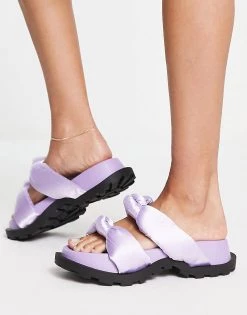 Best Sale ❤️ Public Desire Kiwi Padded Knot Chunky 🩴 Sandals In Lilac For Women 🔔