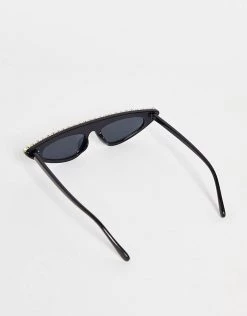 Best Pirce 🥰 Public Desire Rhinestone Mini Cat Eye 👓 Sunglasses In Black For Women 🧨 -Outlet Women's Public Desire Store unnamed file 122