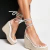 Coupon 😀 Public Desire Sunbeam Espadrille Wedge Heeled 🩴 Sandals With Diamante Ankle Tie In White For Women 🌟 -Outlet Women's Public Desire Store unnamed file 1240