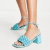 Best Sale 👍 Public Desire Wide Fit Got This Block Heeled 🩴 Sandals With Woven Detail In Blue For Women Aqua Blue 🤩 -Outlet Women's Public Desire Store unnamed file 1255