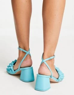 Best Sale 👍 Public Desire Wide Fit Got This Block Heeled 🩴 Sandals With Woven Detail In Blue For Women Aqua Blue 🤩 -Outlet Women's Public Desire Store unnamed file 1258