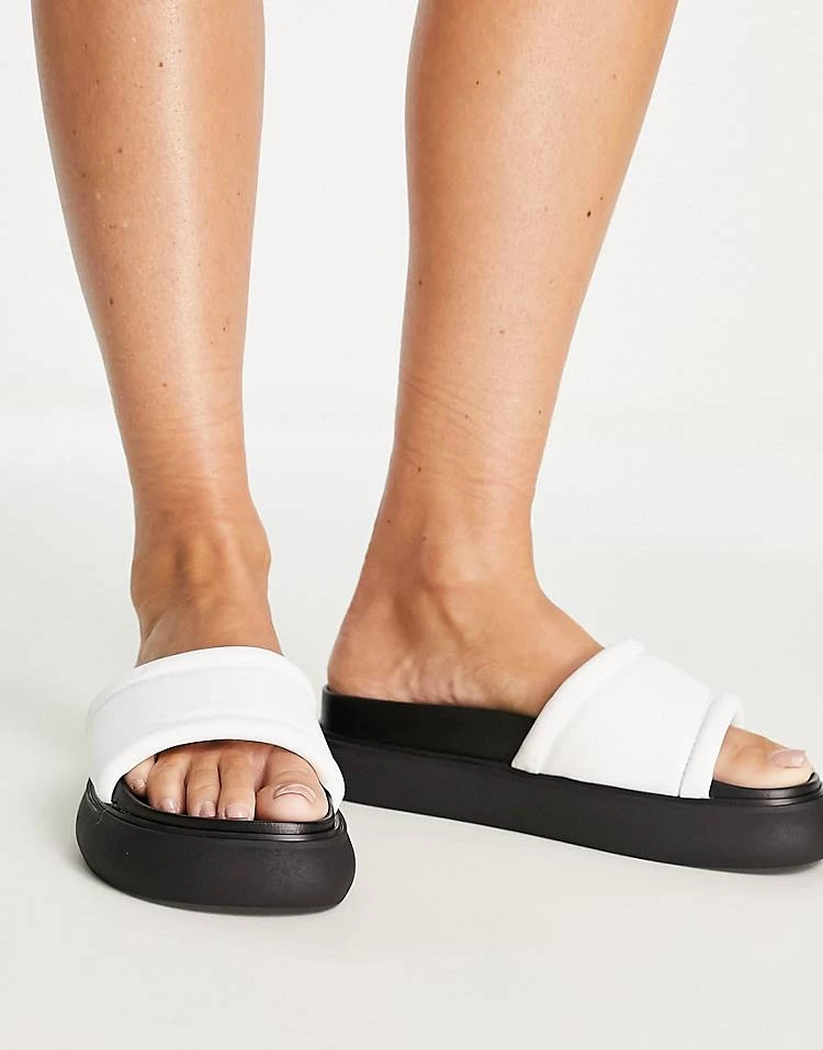 Cheapest 🥰 Public Desire Wide Fit Woke Flatform Slides In White For Women White Pu 🎉 6 Cheapest 🥰 Public Desire Wide Fit Woke Flatform Slides In White For Women White Pu 🎉 - Image 4