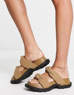 Best Sale 🔔 Public Desire Kiwi Padded Knot Chunky 🩴 Sandals In Mocha For Women Mocca 😀 -Outlet Women's Public Desire Store unnamed file 1267