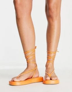 Buy 🌟 Public Desire Wide Fit Beachbabe Flatform 🩴 Sandals In Neon Orange For Women 👍 -Outlet Women's Public Desire Store unnamed file 1273