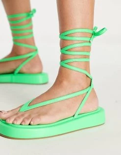 Outlet 👏 Public Desire Beachbabe Flatform 🩴 Sandals In Neon Green For Women 😀 -Outlet Women's Public Desire Store unnamed file 1299