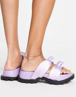 Promo 🤩 Public Desire Wide Fit Kiwi Padded Knot Chunky 🩴 Sandals In Lilac For Women 🎉 -Outlet Women's Public Desire Store unnamed file 1302