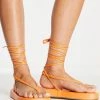 Best Pirce ⭐ Public Desire Beachbabe Flatform 🩴 Sandals In Neon Orange For Women 🧨 -Outlet Women's Public Desire Store unnamed file 1305