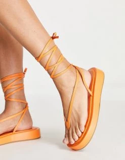 Best Pirce ⭐ Public Desire Beachbabe Flatform 🩴 Sandals In Neon Orange For Women 🧨 -Outlet Women's Public Desire Store unnamed file 1308