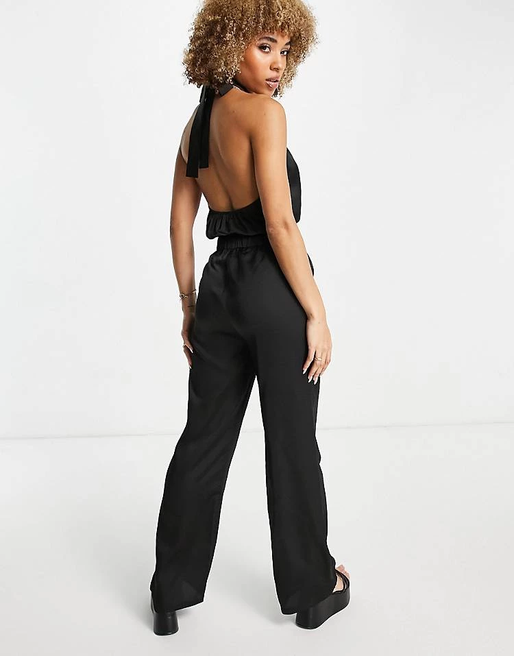 Wholesale ๐ Public Desire Wrap Front Beach Jumpsuit In Black Satin For Women โ 4 Wholesale ๐ Public Desire Wrap Front Beach Jumpsuit In Black Satin For Women โ - Image 2