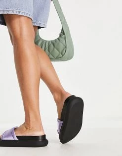 Cheap ⭐ Public Desire Woke Flatform Slides In Lilac Satin For Women ❤️ -Outlet Women's Public Desire Store unnamed file 1342