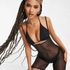 Hot Sale 🎁 Public Desire Mesh Backless Playsuit In Black Glitter For Women Glitter Mesh 🛒