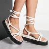 Best Sale ✔️ Public Desire Tura Knot Upper Flat 🩴 Sandals In White For Women Taupe 🌟 -Outlet Women's Public Desire Store unnamed file 1410