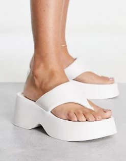 Promo 👏 Public Desire Kaye Chunky Flatform 🩴 Sandals In Off White For Women 👏 -Outlet Women's Public Desire Store unnamed file 1419