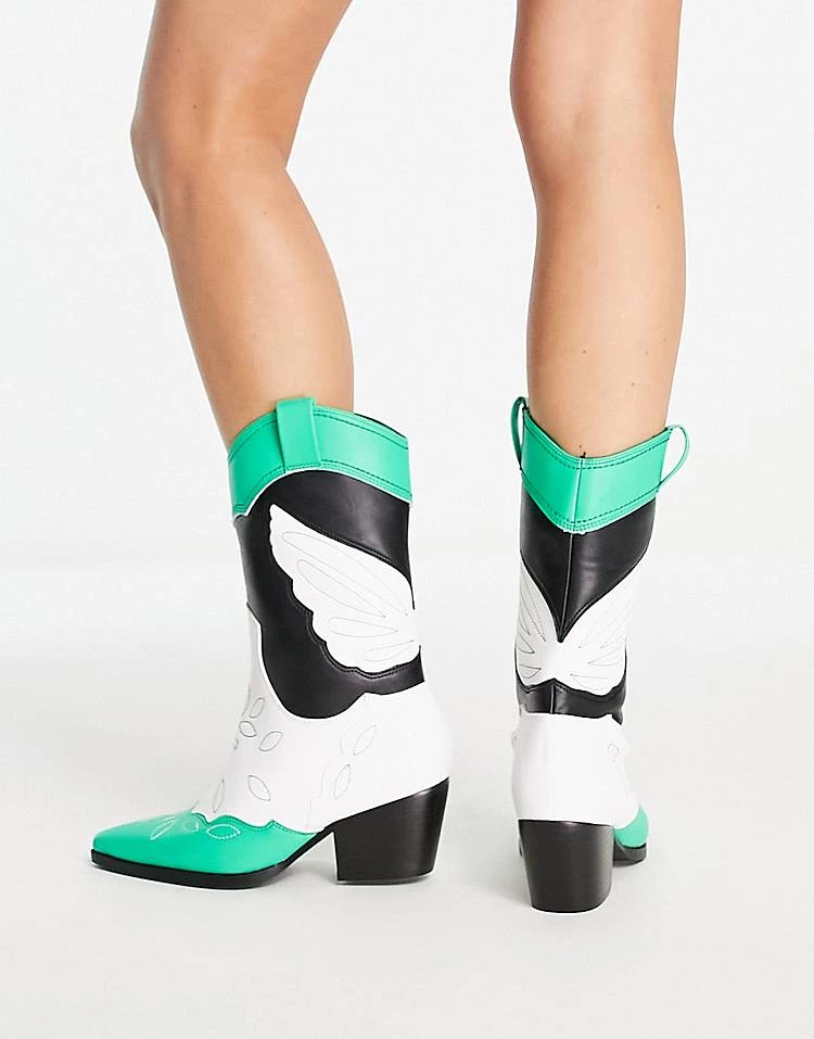 Budget โ Public Desire Howdy Western ๐ฅพ Boots In Green Mix For Women ๐ 4 Budget โ Public Desire Howdy Western ๐ฅพ Boots In Green Mix For Women ๐ - Image 2