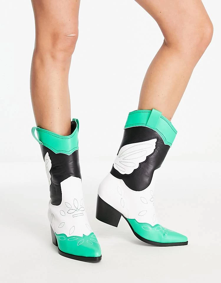 Budget โ Public Desire Howdy Western ๐ฅพ Boots In Green Mix For Women ๐ 6 Budget โ Public Desire Howdy Western ๐ฅพ Boots In Green Mix For Women ๐ - Image 4