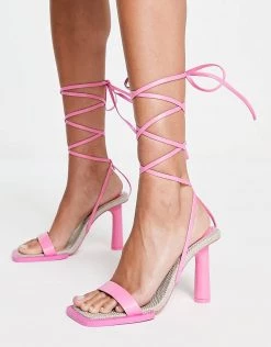 Top 10 😉 Public Desire Wide Fit Lamour Square Rand Heel 🩴 Sandals In Pink For Women ❤️ -Outlet Women's Public Desire Store unnamed file 1438