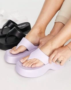 Best reviews of ⌛ Public Desire Kaye Chunky Flatform 🩴 Sandals In Lilac For Women 💯