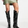 Outlet 👏 Public Desire Kentucky Over The Knee Western 🥾 Boots In Black For Women 👍