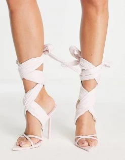 Deals 👍 Public Desire Brunchin Wrap Ankle Heel 🩴 Sandals In Pink For Women Pastel Pink 👍 -Outlet Women's Public Desire Store unnamed file 1487