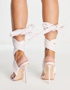 Deals 👍 Public Desire Brunchin Wrap Ankle Heel 🩴 Sandals In Pink For Women Pastel Pink 👍 -Outlet Women's Public Desire Store unnamed file 1488