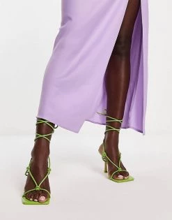 Buy 🌟 Public Desire Wide Fit Harriet Heel 🩴 Sandals With Ankle Tie In Lime Green For Women 🧨 -Outlet Women's Public Desire Store unnamed file 1502