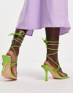 Buy 🌟 Public Desire Wide Fit Harriet Heel 🩴 Sandals With Ankle Tie In Lime Green For Women 🧨 -Outlet Women's Public Desire Store unnamed file 1503