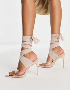 Budget 😉 Public Desire Suri Tie Up Stiletto 🩴 Sandals In Beige For Women 👏 -Outlet Women's Public Desire Store unnamed file 1539
