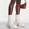 Best Pirce ⌛ Public Desire Wide Fit Farfetched Chunky Ankle Boot In White For Women White Pu 🎉