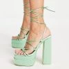 New ⌛ Public Desire Wide Fit Glow Girl Platform Heel 🩴 Sandals In Mint Green For Women Blue ⭐ -Outlet Women's Public Desire Store unnamed file 1560