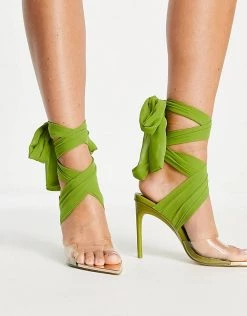 Coupon 🛒 Public Desire Suri Tie Up Stileto 🩴 Sandals In Olive For Women Olive Green 👍 -Outlet Women's Public Desire Store unnamed file 1571