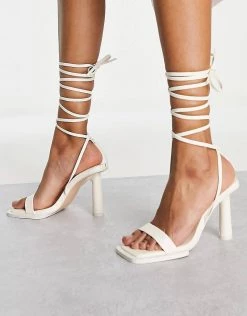 Discount 👏 Public Desire Lamour Square Rand Heel 🩴 Sandals In Cream For Women 🧨 -Outlet Women's Public Desire Store unnamed file 1598