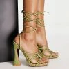 Deals 🥰 Public Desire Corbyn Tie Up Heel 🩴 Sandals In Green Croc For Women 🛒 -Outlet Women's Public Desire Store unnamed file 1600