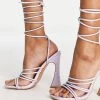 Promo 💯 Public Desire Corbyn Tie Up Heel 🩴 Sandals In Lilac Croc For Women 👍 -Outlet Women's Public Desire Store unnamed file 1630