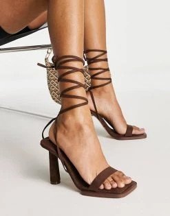 New 🌟 Public Desire Lamour Square Rand Heel 🩴 Sandals In Chocolate For Women 🤩 -Outlet Women's Public Desire Store unnamed file 1643