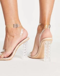 Buy 🎉 Public Desire Amerlia Sculpted Heel 🩴 Sandals In Beige For Women Clear 🎁 -Outlet Women's Public Desire Store unnamed file 1653